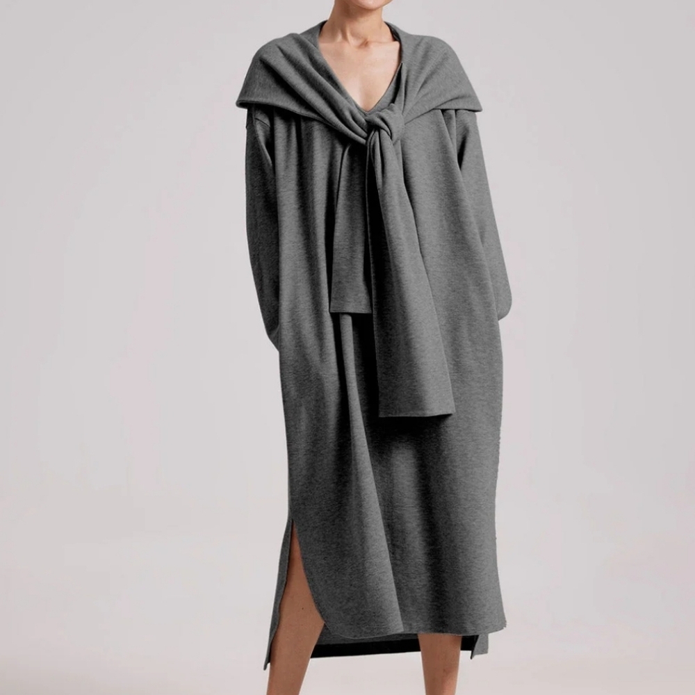 NAP Hooded Scarf Sweatshirt Dress Dark Heather Gray Women's Size Small